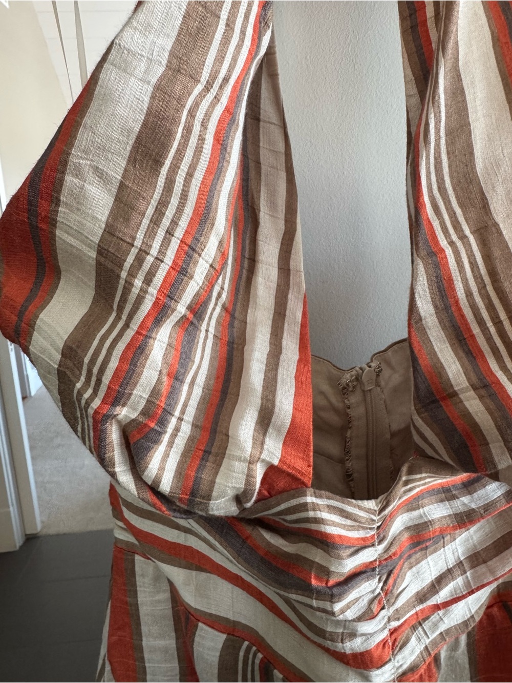 DISSH Striped Halter Maxi Dress in Cream & Tan, orange - Picture 9 of 11